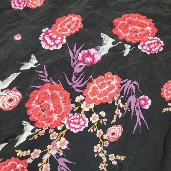 Torrid Floral Fringe Trim‎ Kimono Womens Size 3 Black Pink Rayon Boho Bloomcore - Picture 8 of 8